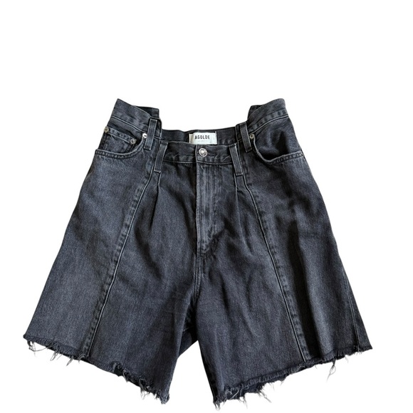 Agolde Pieced Angled Shorts in Shambles - Picture 3 of 8